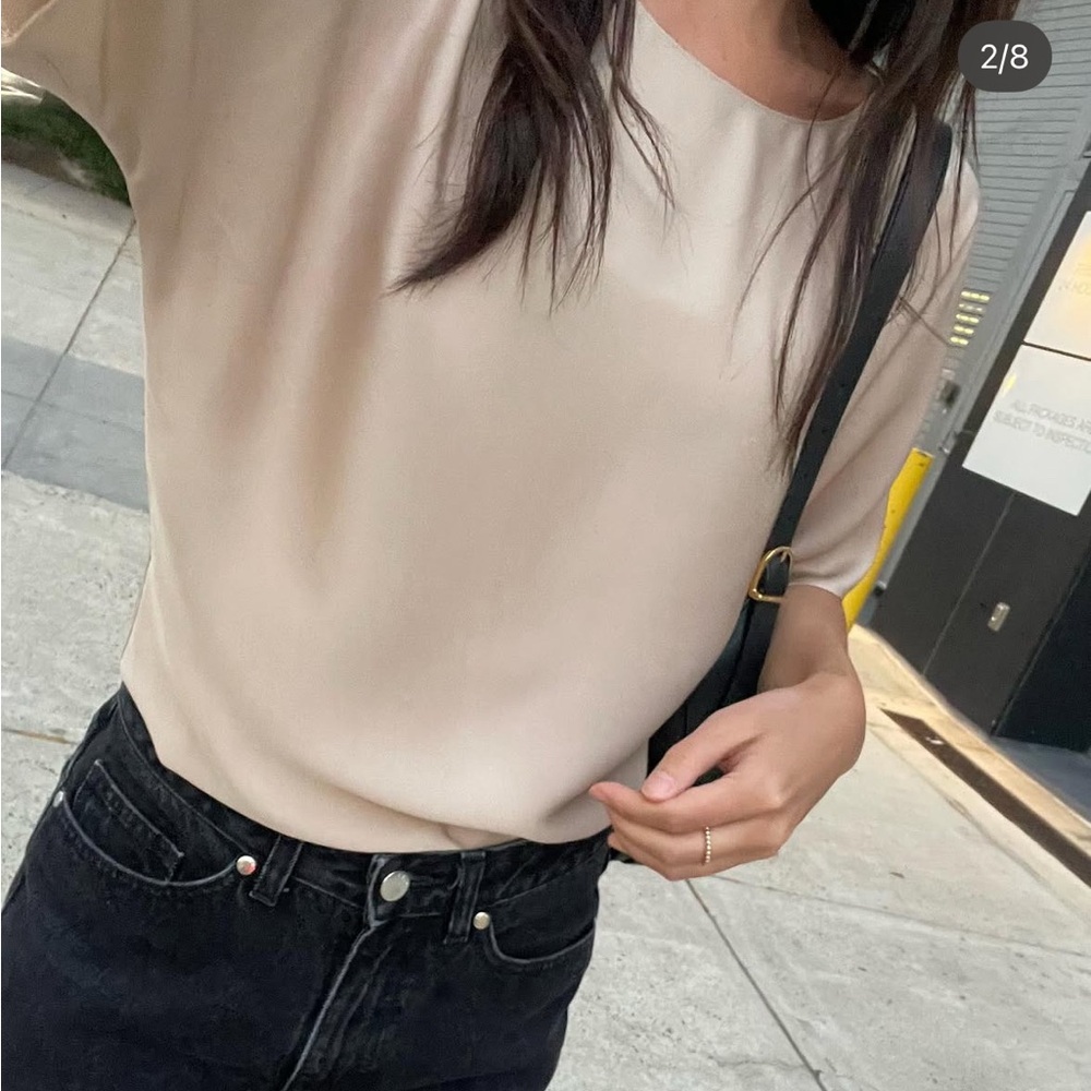Theory_Beige Silk Top